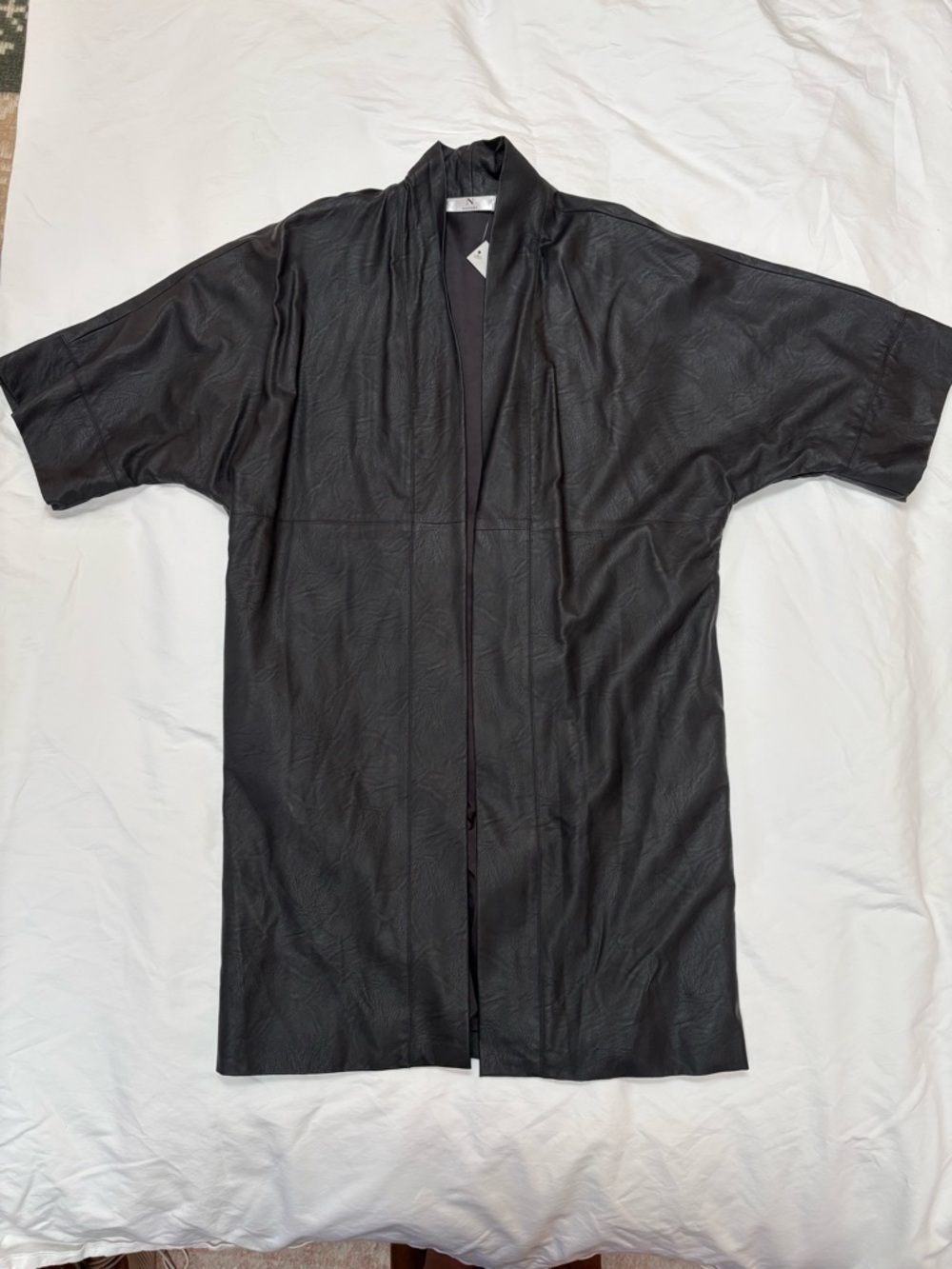 Natori Black Longline Open-Front Kimono Style